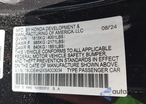 2025 Acura Integra from USA, damaged, VIN 19UDE4H2XSA003034